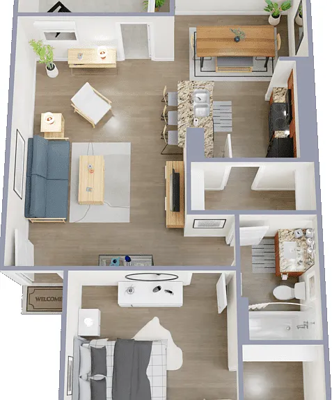 1 Bed Upgraded Floorplan Diagram