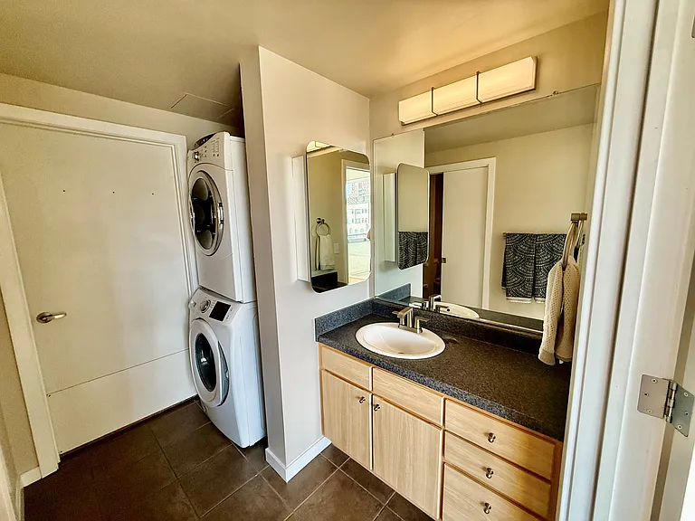 Vanity and laundry area