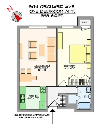 Floor plan 1 Bed 1 Bath
