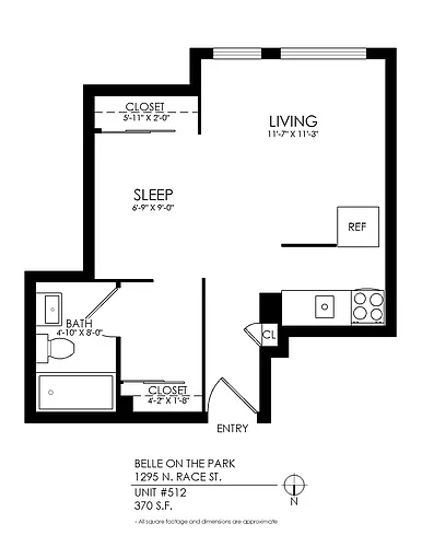 Floor plan Studio / 1 Bath