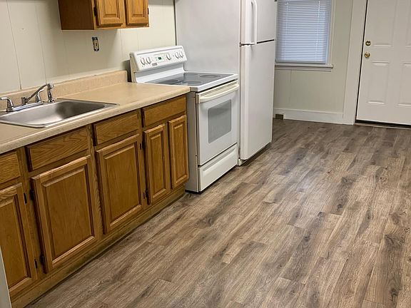 kitchen with back door leading to back deck