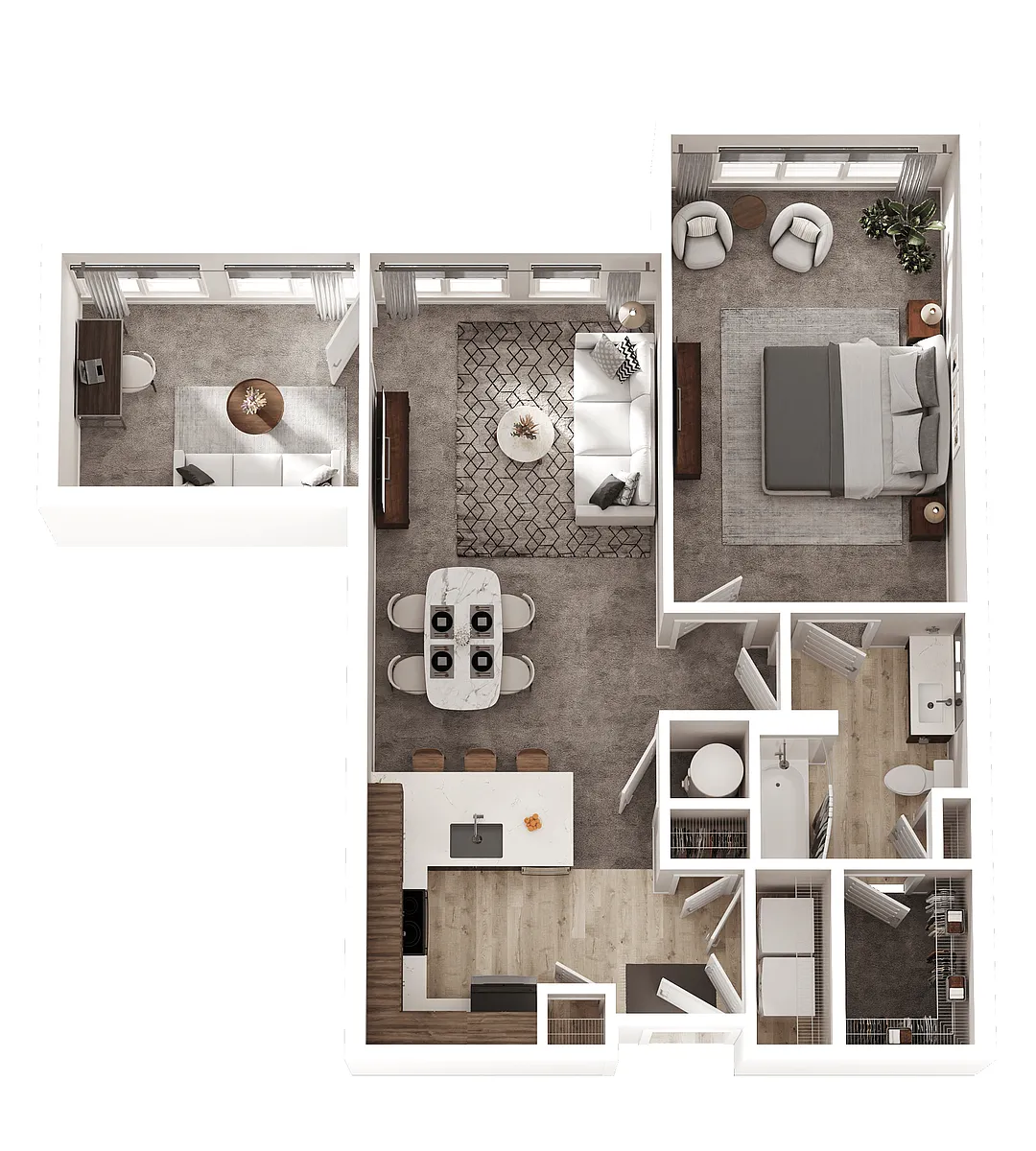 Floor plan 1 Bed 1 Bath + Den (B5)