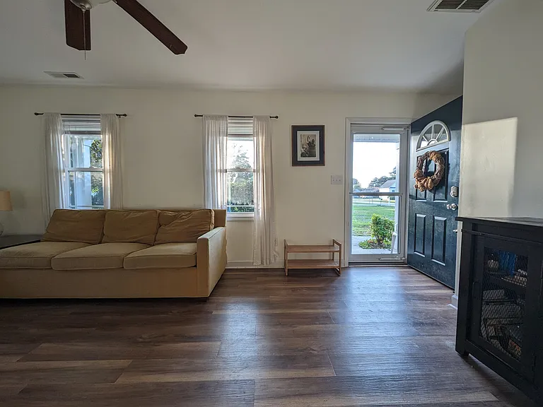 Front door and living room