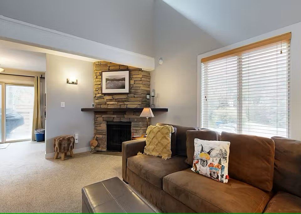 Living room and fireplace