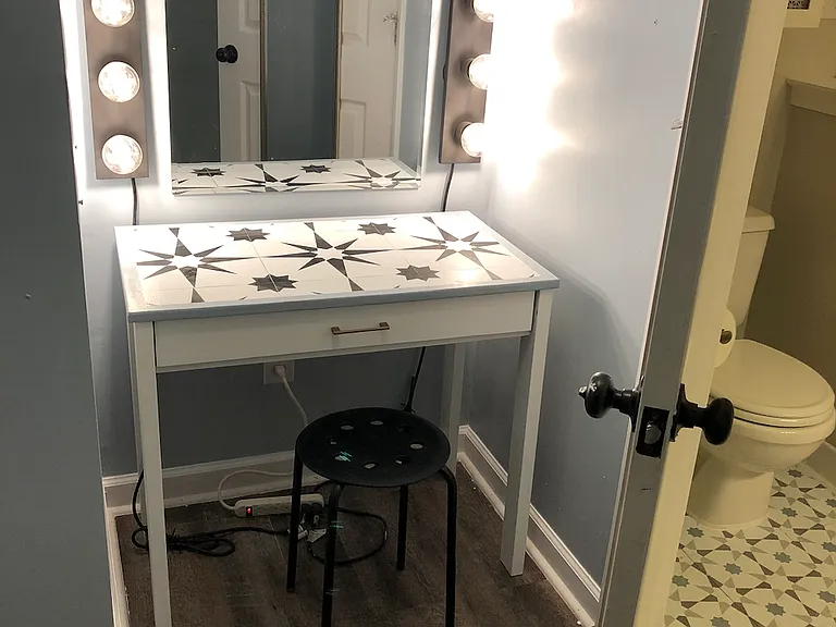 Makeup vanity in master closet