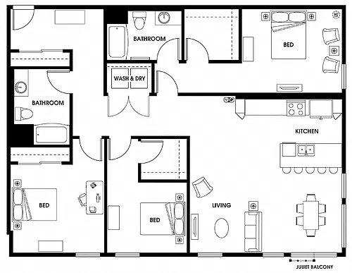 Floor plan C8 Three Bed