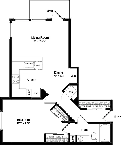 Floor plan One Bed A-4 - Phase III