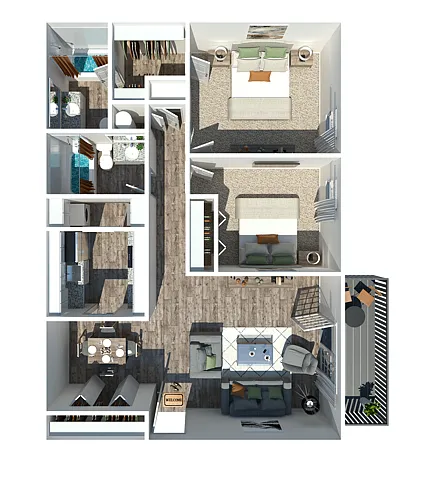 Floor plan 2 Bedroom 2 Bath