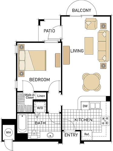 Floor plan The Pines- One Bedrooms