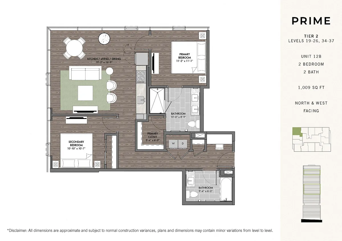 Floor plan Prime Two BR Stack 12
