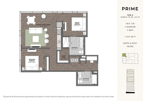 Floor plan Prime Two BR Stack 12