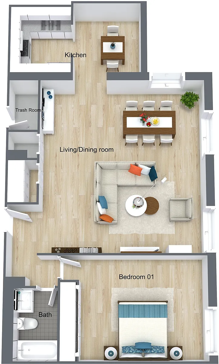 Floor plan Large 1 BR - First Floor