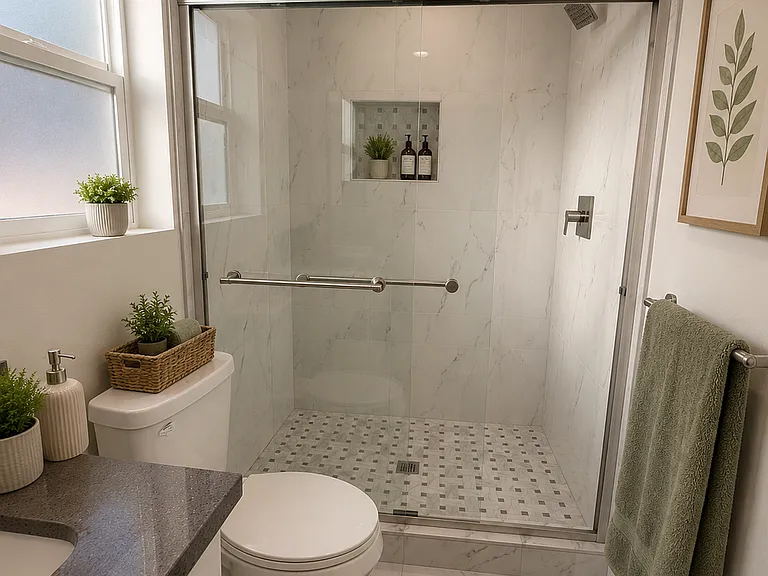 Tiled stand up shower