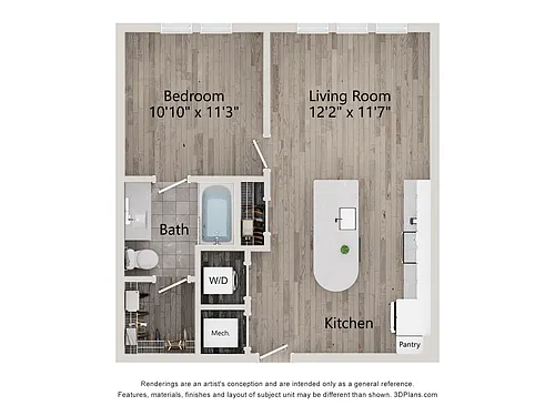 Floor plan 1 Bed/1 Bath-A1B