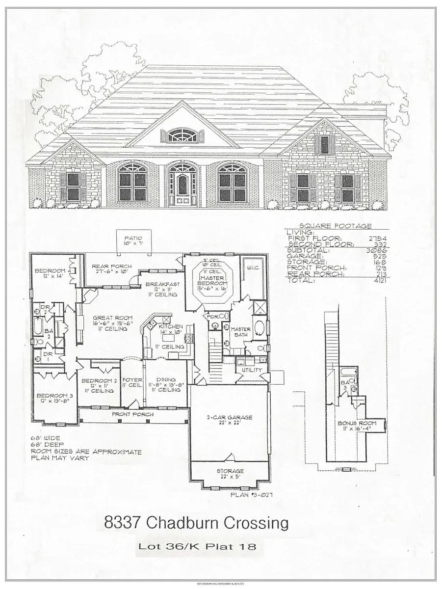 General Blueprint with all dimensions - 8337 Chadburn Xing