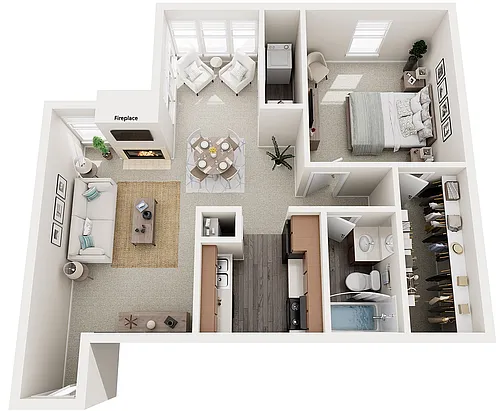 Floor plan A2S - One Bedroom with Sunroom