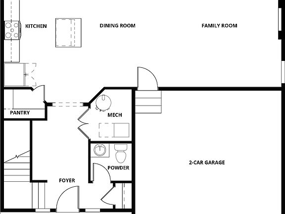 The first floor of the Pagosa has the chef ready kitchen and spacious family room.