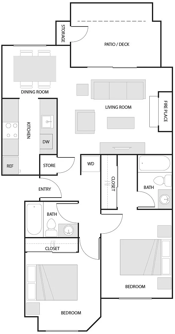 Floor plan 2 Bed/2 Bath-D