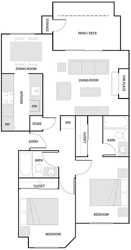 Floor plan 2 Bed/2 Bath-D