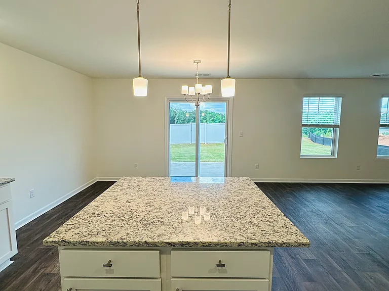 Kitchen Island with granite countertops.