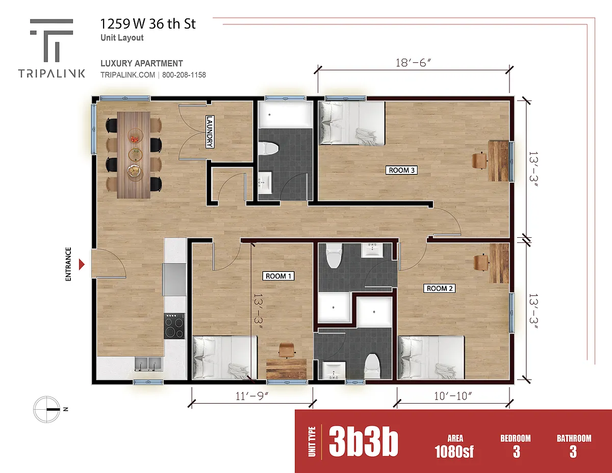 Floor plan 1259 W 36th Pl