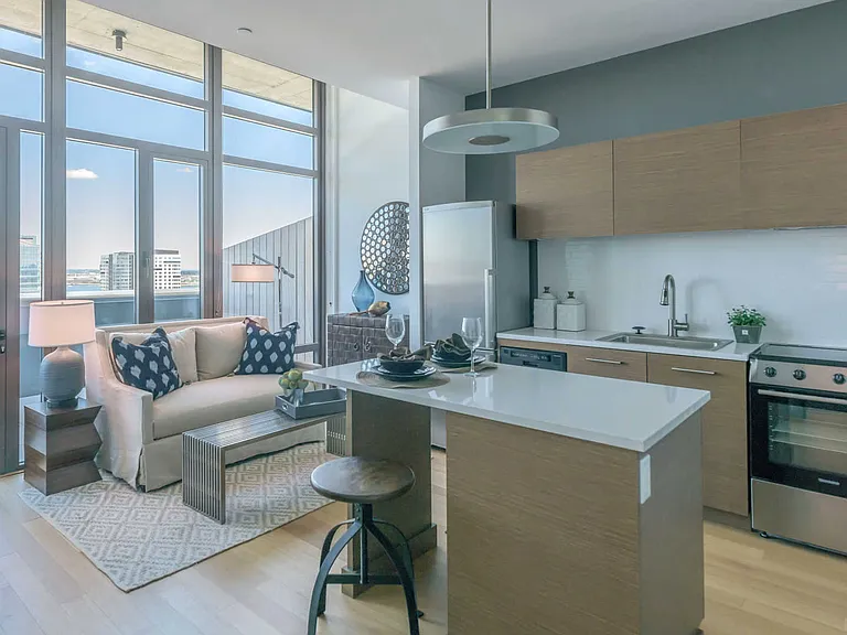 Kitchen and Living Room with Private Balcony