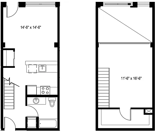 Floor plan 1 Bedroom Loft A