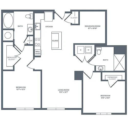 Floor plan B08R | 2 Bed | 2 Bath