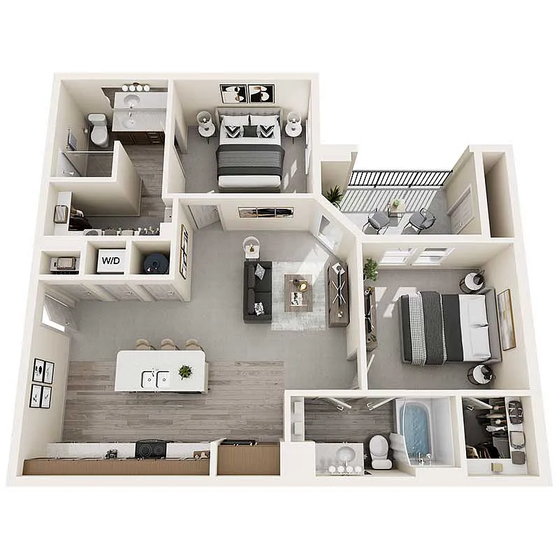 Floor plan Two Bed - 1024 sq ft - 60%