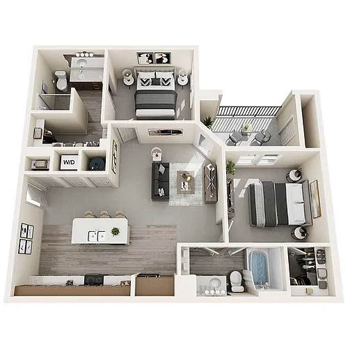 Floor plan Two Bed - 1024 sq ft - 60%
