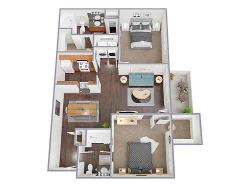 Floor plan 2 Bed, 2 Bath (60% Income Restricted)