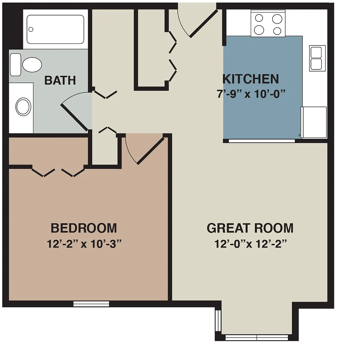 Floor plan 1B - 1 Bedroom Large
