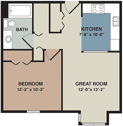 Floor plan 1B - 1 Bedroom Large