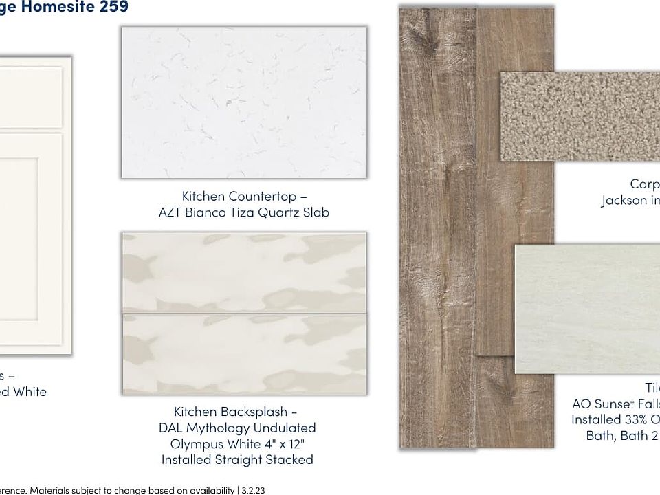 An image of the design selections for homesite 259.