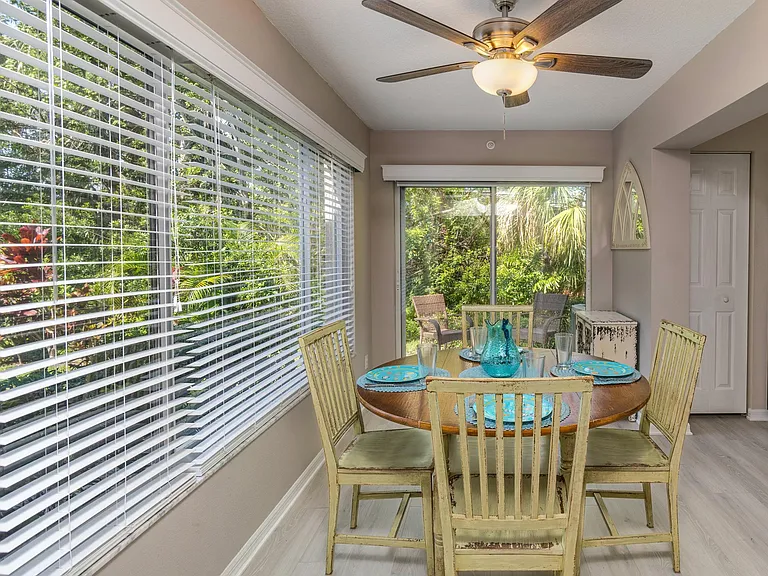 Large eating area with views of the nature preserve