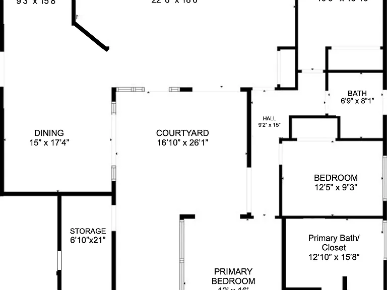 Floor plan with estimated sizes