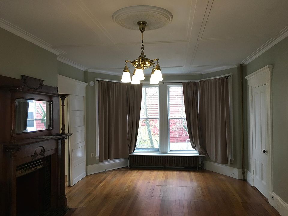 Living room southern-facing bay windows