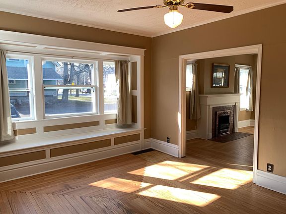 Dining Room with living room in backround and parking lot