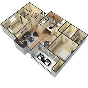Floor plan 2BR 2BA 1142 SQ FT