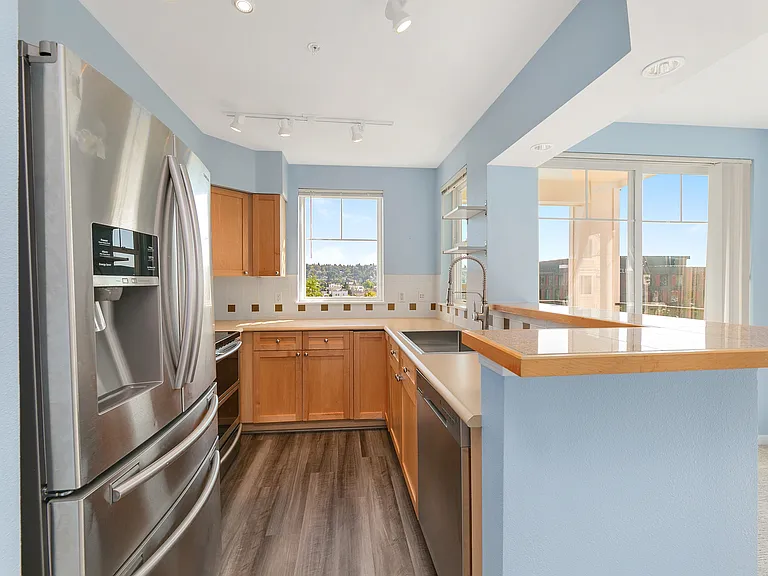 Kitchen with modern stainless steel appliances