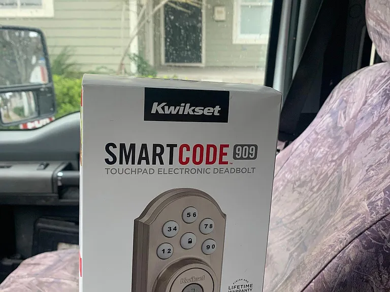 Coded front door lock to make opening front door easy without fumbling for keys.