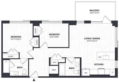 Floor plan 2 Bed/2 Bath PH - Stratos - CC04