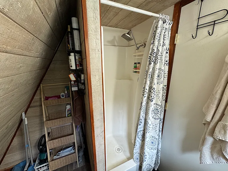 Bathroom shower and extra storage space