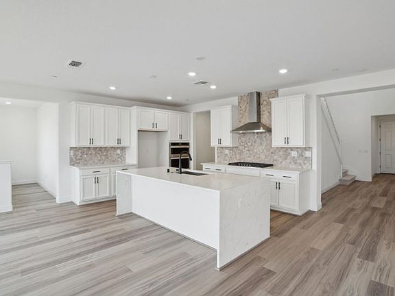Kitchen with waterfall edge island