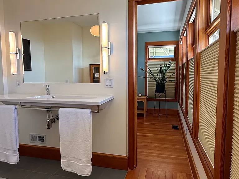 The Primary Bathroom, looking towards Bedroom.