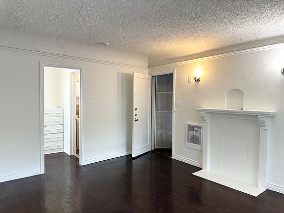 Main Livingspace with decorative fireplace and wood floors