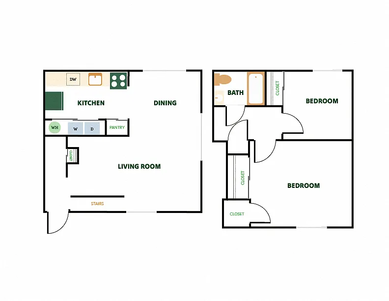 Floor plan 2x1 Townhome Renovated
