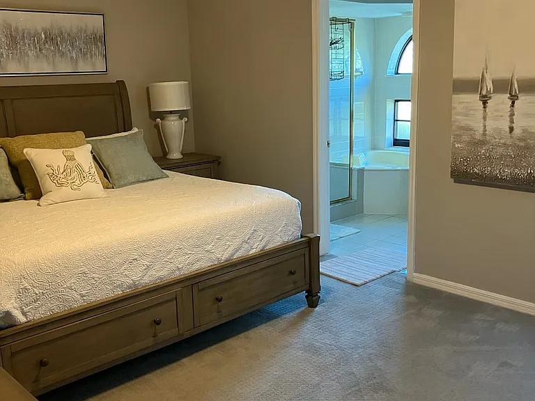 Master bedroom with King-size bed.