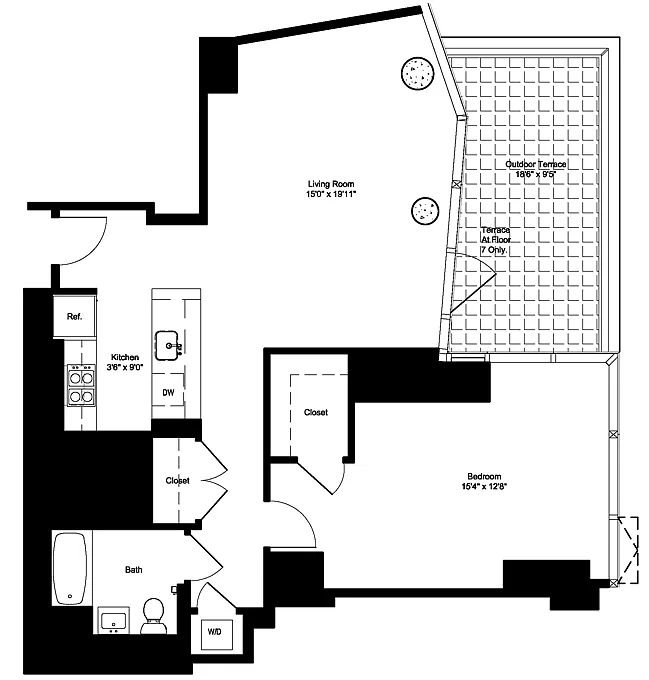 Floor plan One Bedroom G 7