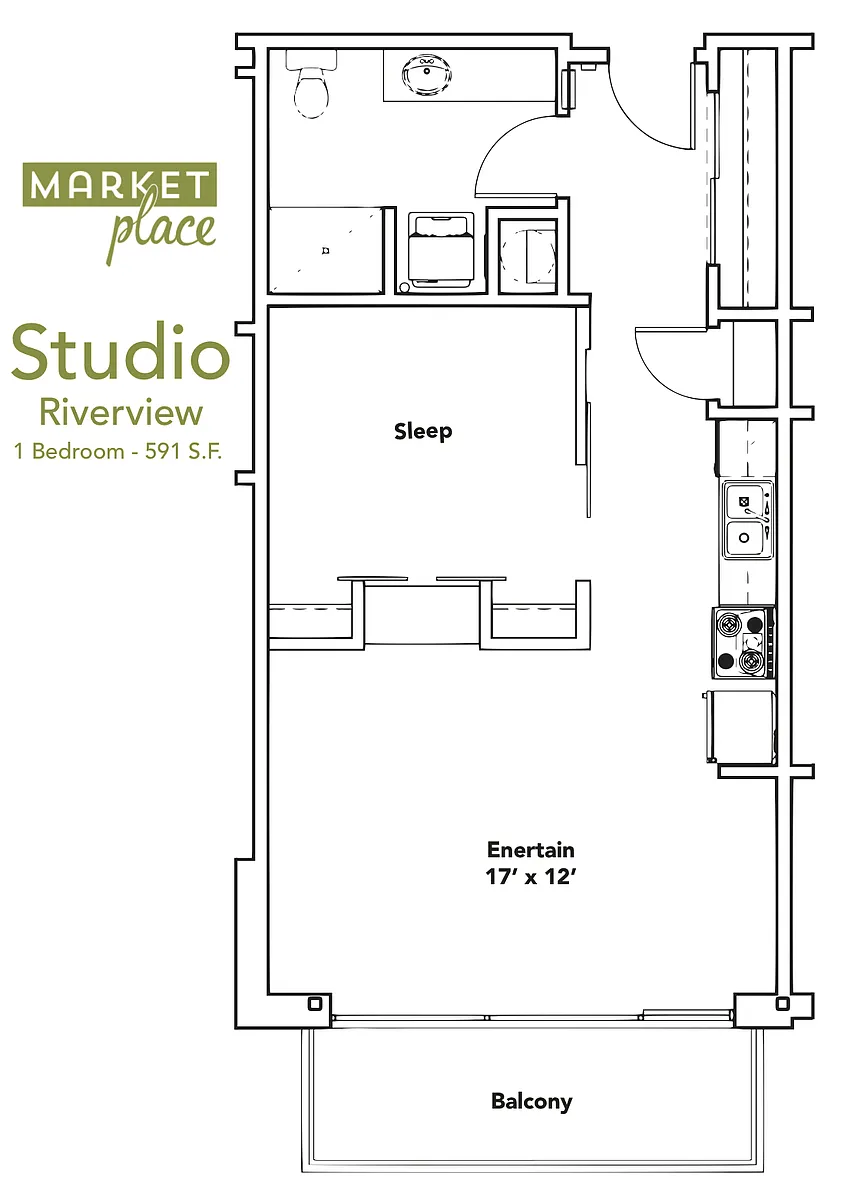 Floor plan 1 Bed 1 Bath